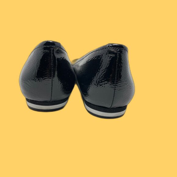 New w/box Nine West Black Faux Patent Leather Mod Flat US 10M - Picture 5 of 13